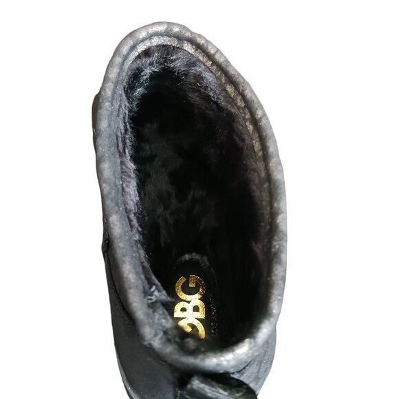 NEW GBG Los Angeles Alena Faux Fur Slip-On Ankle Boots Black/Gold Size 6.5 - Picture 8 of 11